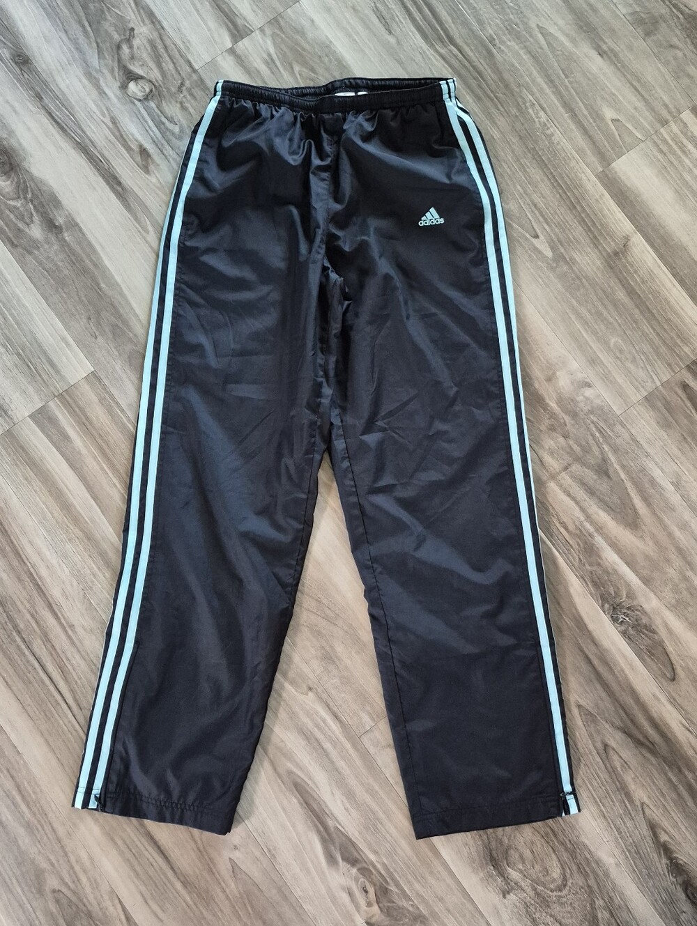 Y2K Adidas Mesh-lined Nylon Track Pants Ankle Zippers Men's Medium VintageAdidas